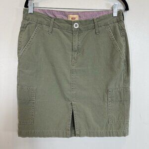 Levi's Mini Skirt 100% Cotton Sage Green Cargo Pockets Front Slit Lightweight 10